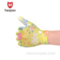 Hespax Women Daily Flower Patterned Housework PU Gloves